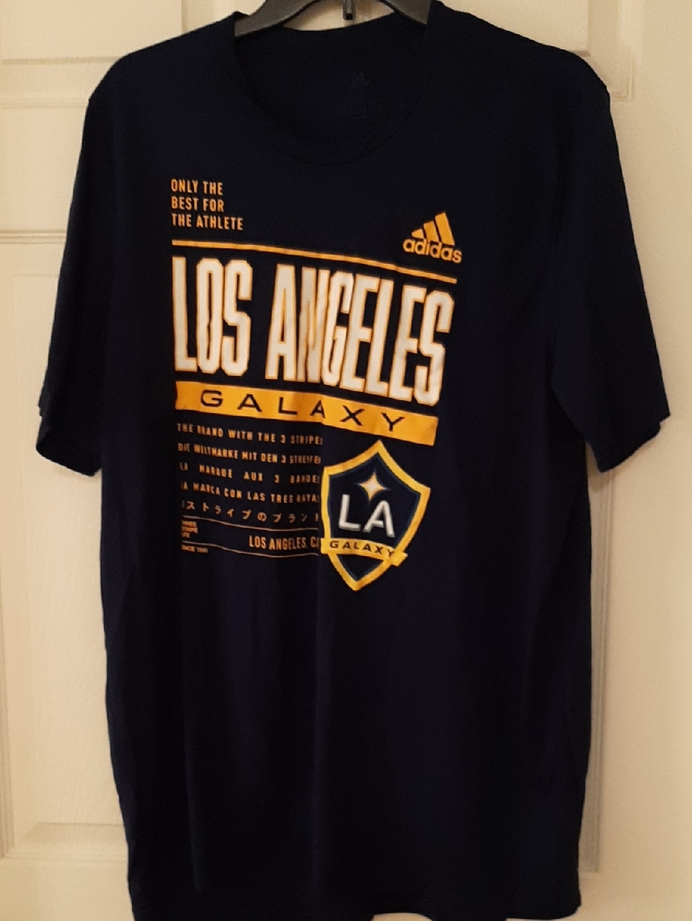 adidas NWT Navy and Gold Los Angeles Galaxy Short Sleeve Tee NWT